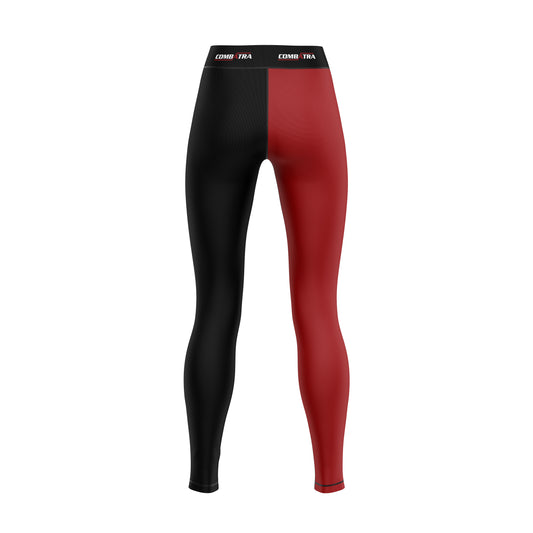 Combatra Sports Red & Black Compression Pants  For Women