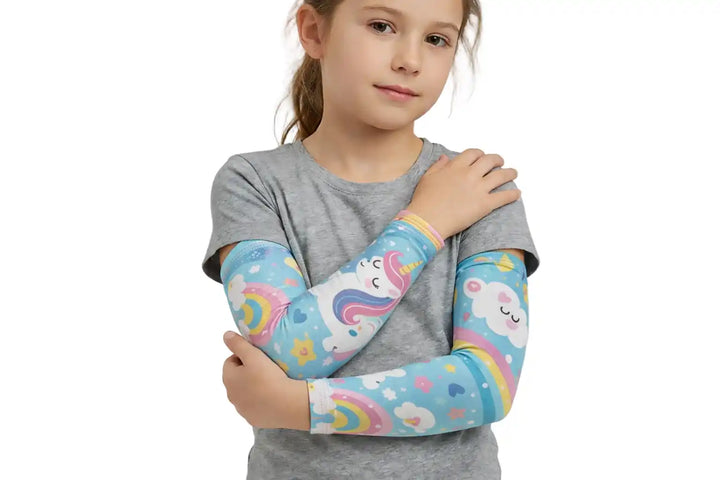 Combatra Kids Sky Blue Unicorn Arm Sleeves – UPF 50+