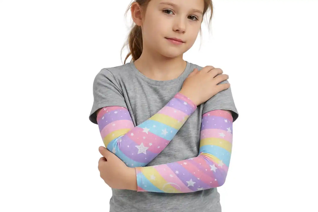 Combatra Kids Pastel Rainbow Arm Sleeves – UPF 50+
