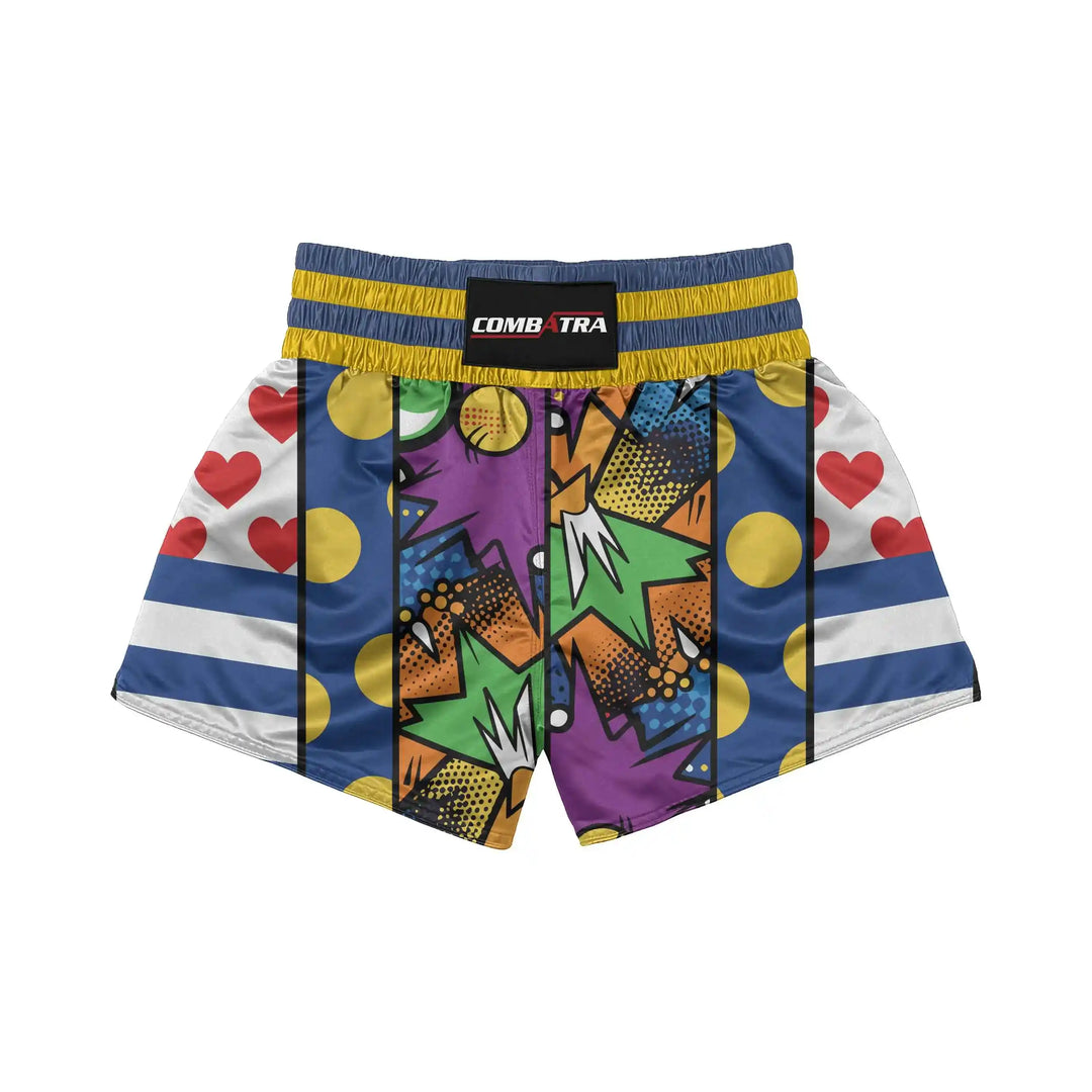 Color Burst Clash Muay Thai Shorts front view | Combatra