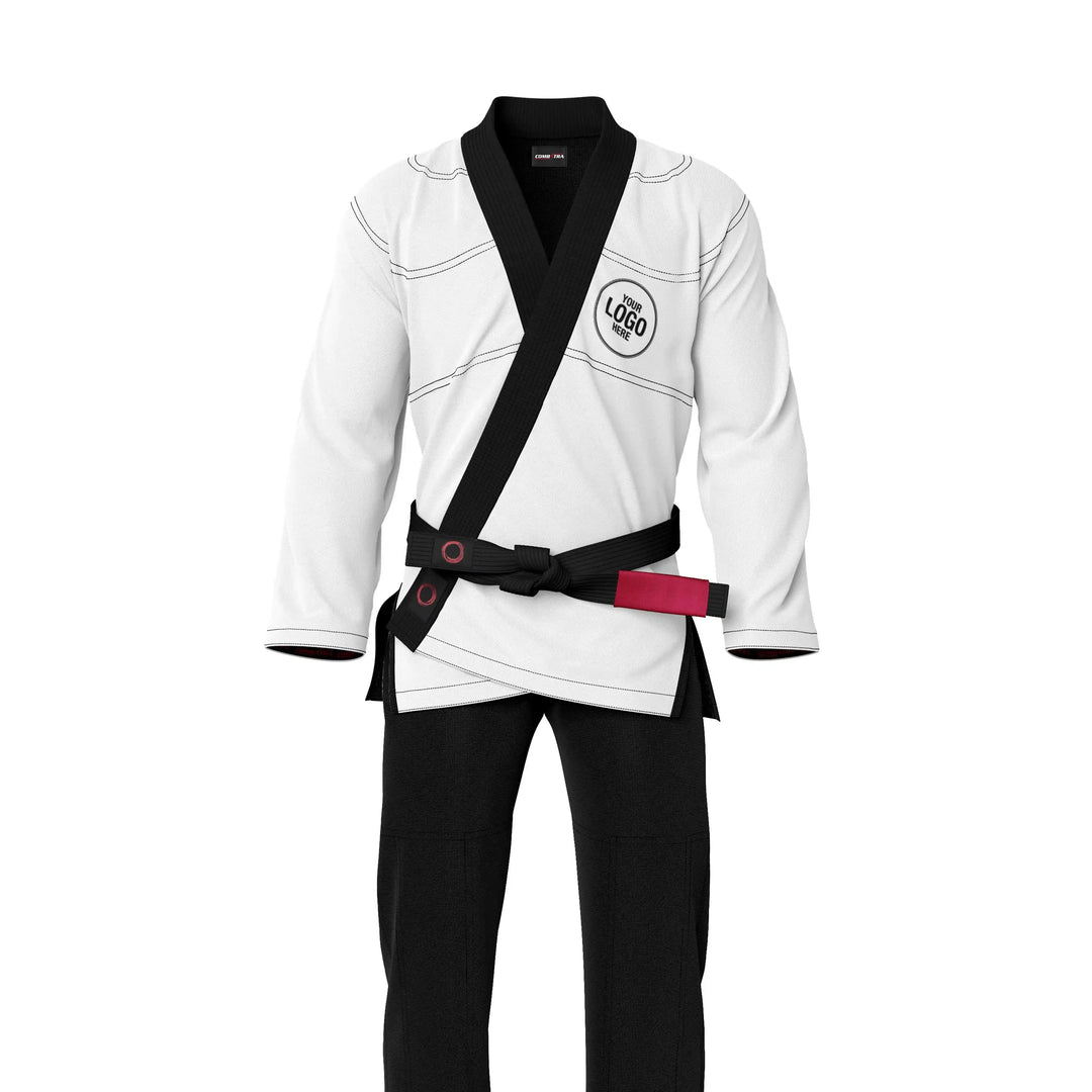 Combatra White &amp; Black Personalised BJJ Gi &amp; Custom Shirt Set