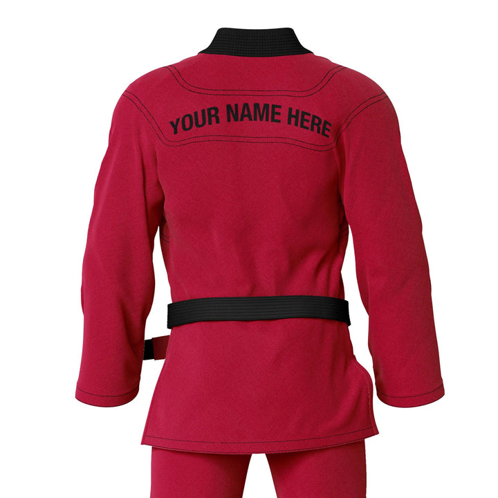 Combatra Red Personalised BJJ Gi &amp; Custom Shirt Set