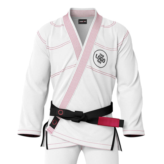 Custom White with Red Threads Brazilian Jiu JItsu gi