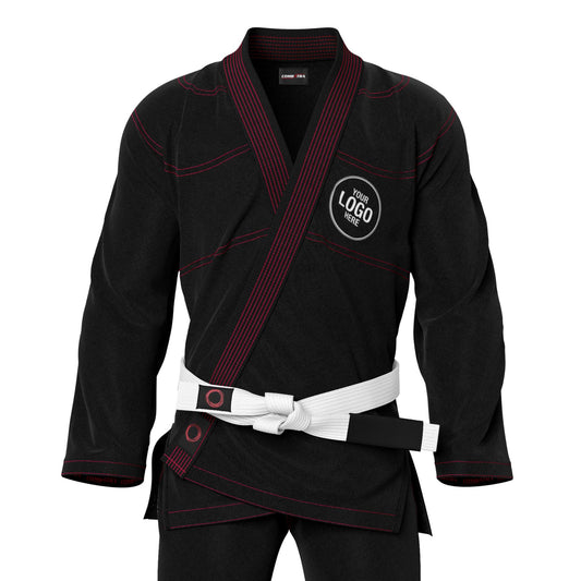 Custom Black Brazilian Jui Jitsu Gi with Red Threads