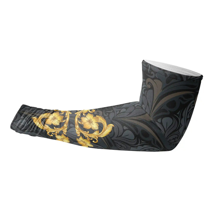 Combatra Golden Black Compression Arm Sleeves – UPF 50+