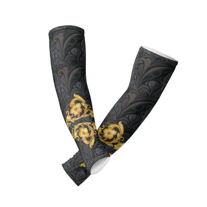 Combatra Golden Black Compression Arm Sleeves – UPF 50+