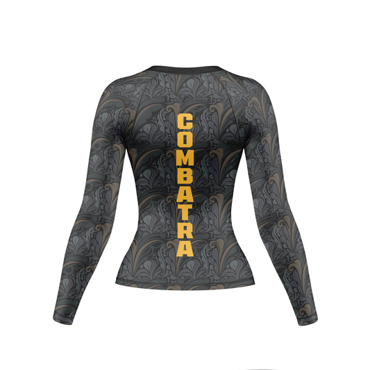 Golden Black Compression Rash Guard For Women