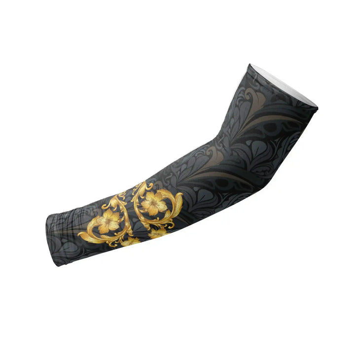 Combatra Golden Black Compression Arm Sleeves – UPF 50+