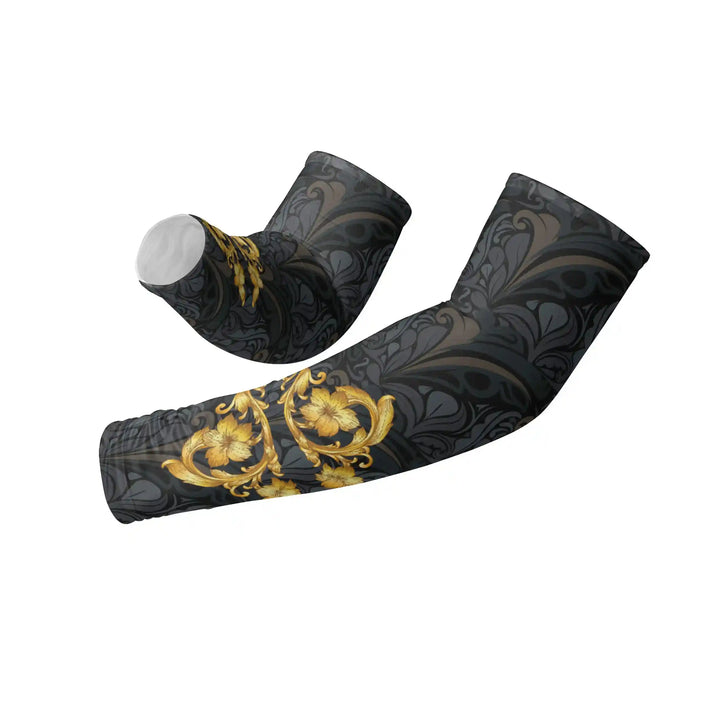 Combatra Golden Black Compression Arm Sleeves – UPF 50+