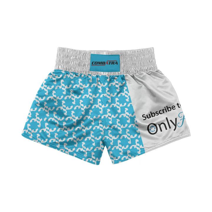 Abstract Sky Blue Muay Thai Shorts alternate view | Combatra