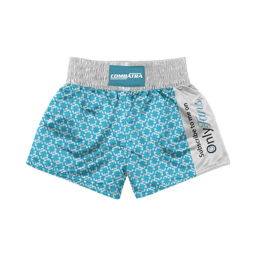 Abstract Sky Blue Muay Thai Shorts front view | Combatra