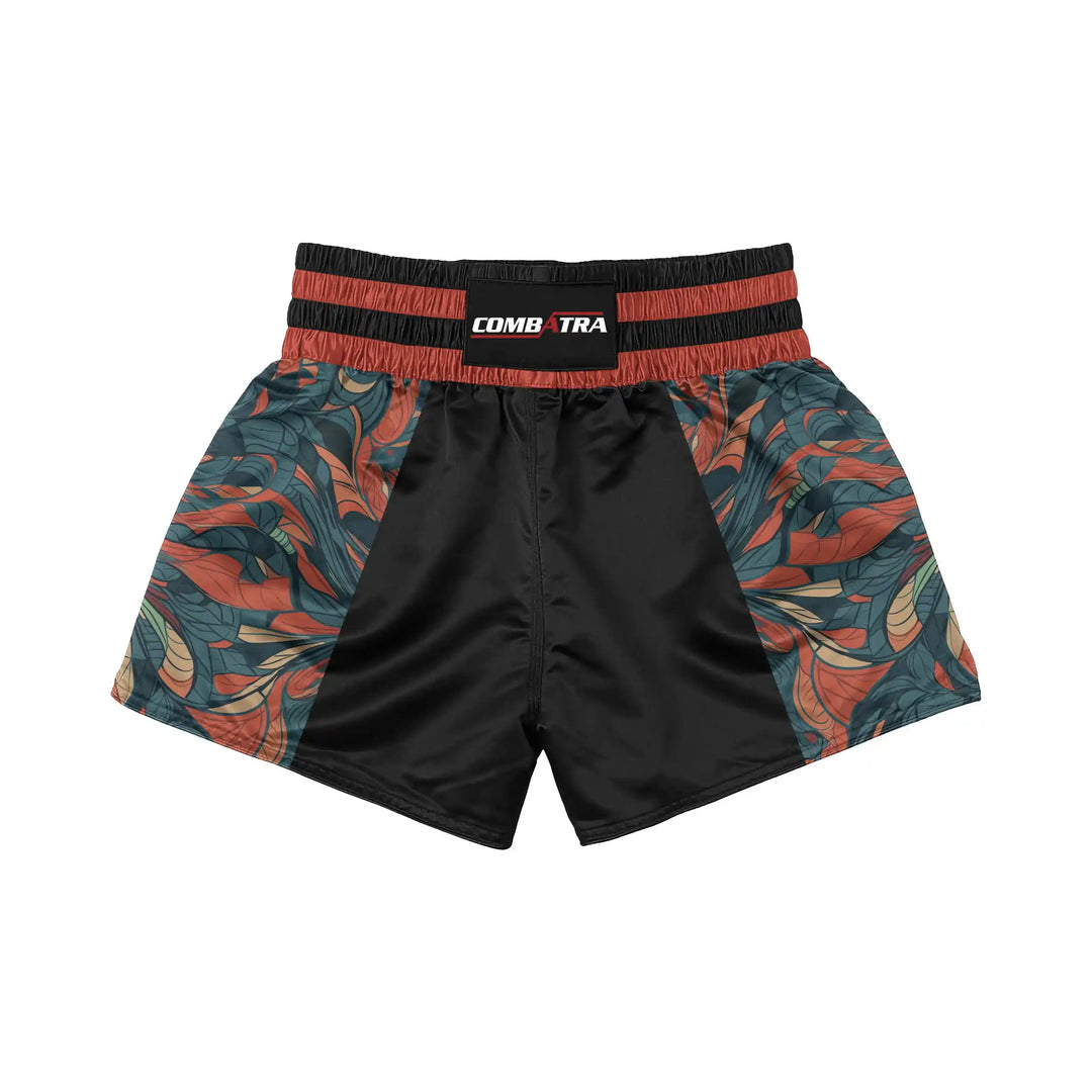 Feather Design Muay Thai Shorts front view | Combatra