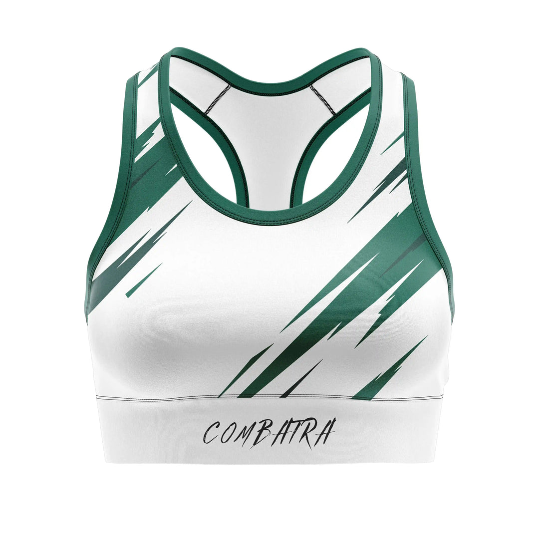 Green Strike Combat Sports Bra front view | Combatra