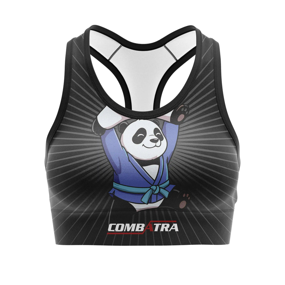 Panda Joy Sports Bra front view | Combatra
