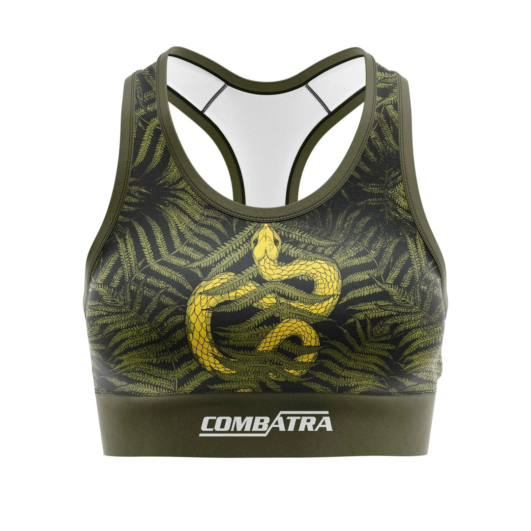 Abstract Snake Fury Sports Bra front view | Combatra