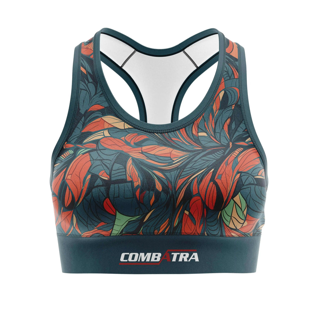 Feather Design Sports Bra front view | Combatra