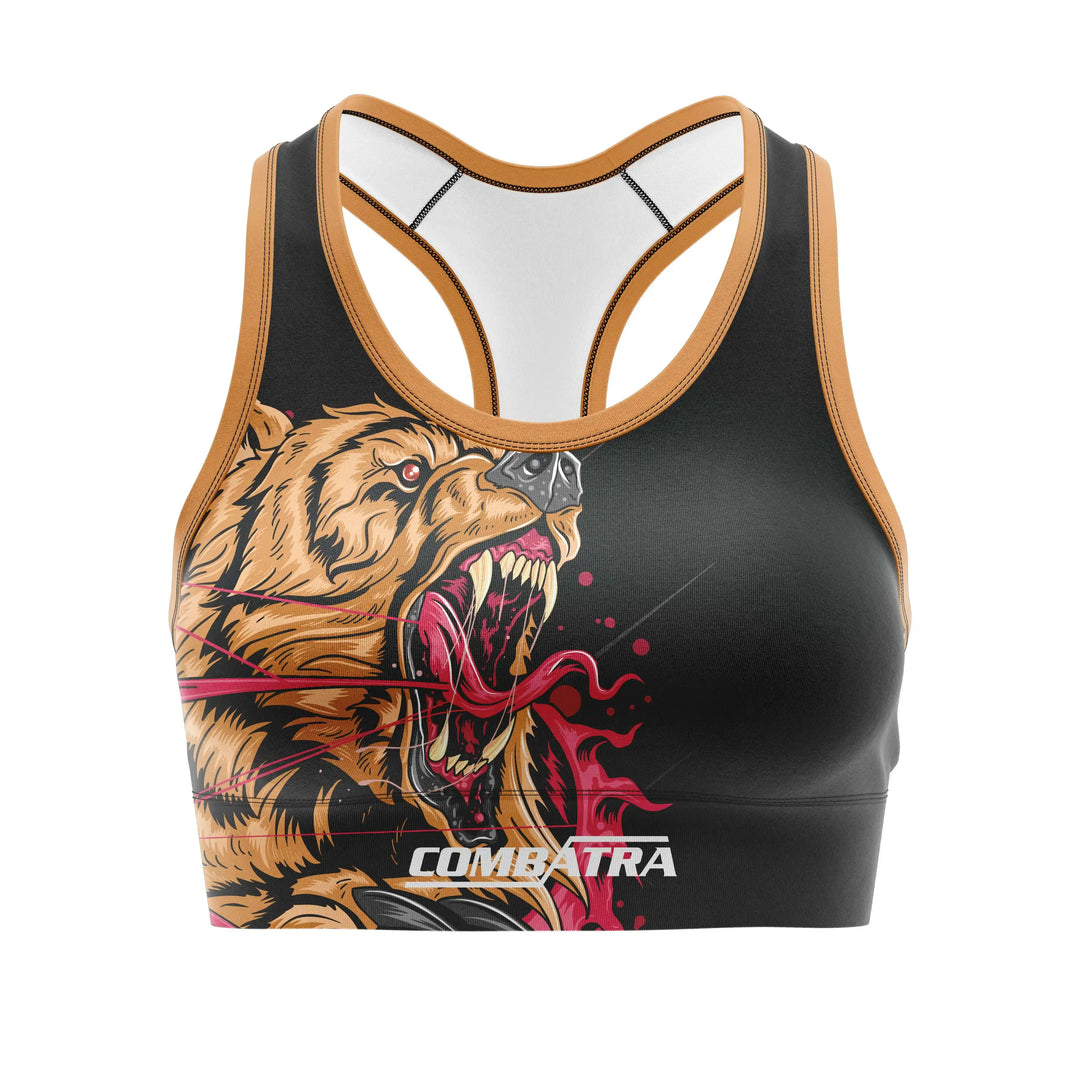 Savage Bear Attack Sports Bra front view | Combatra