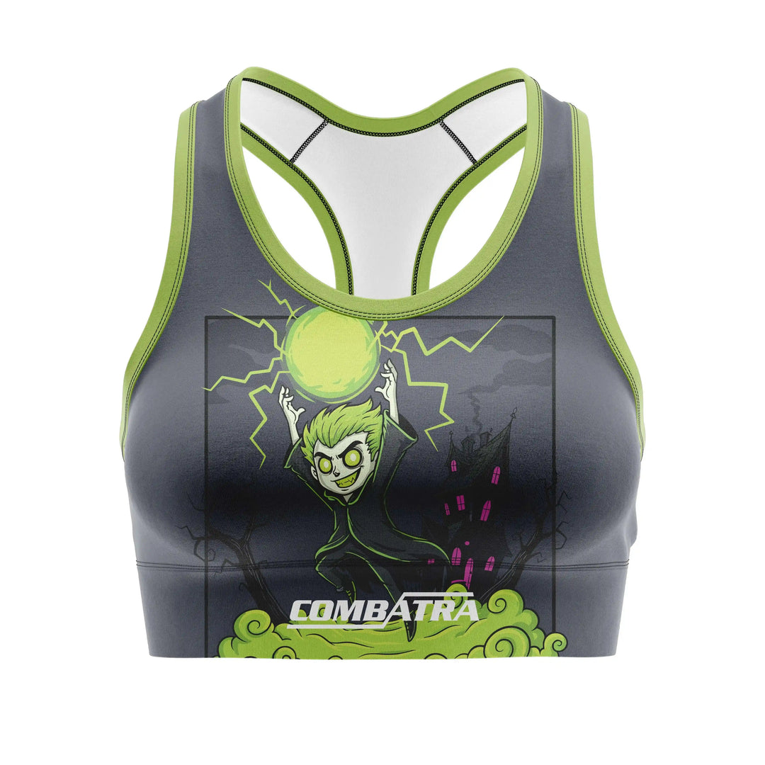 Neon Evil Energy Sports Bra front view | Combatra
