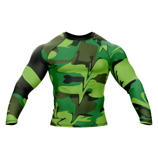 Green Camo Battle Field  Compression Rash Guard