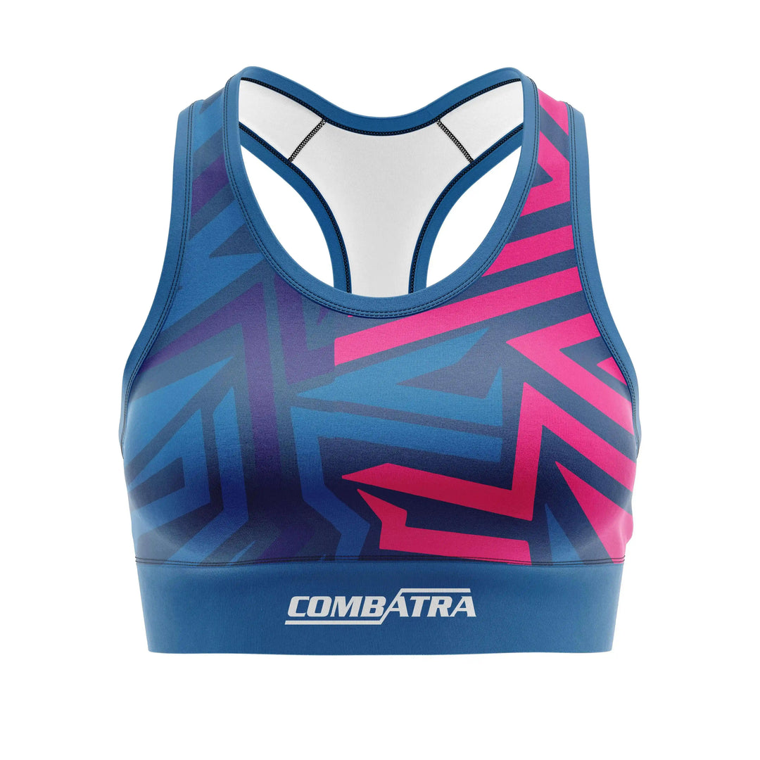 Abstract Geometric Sports Bra front view | Combatra