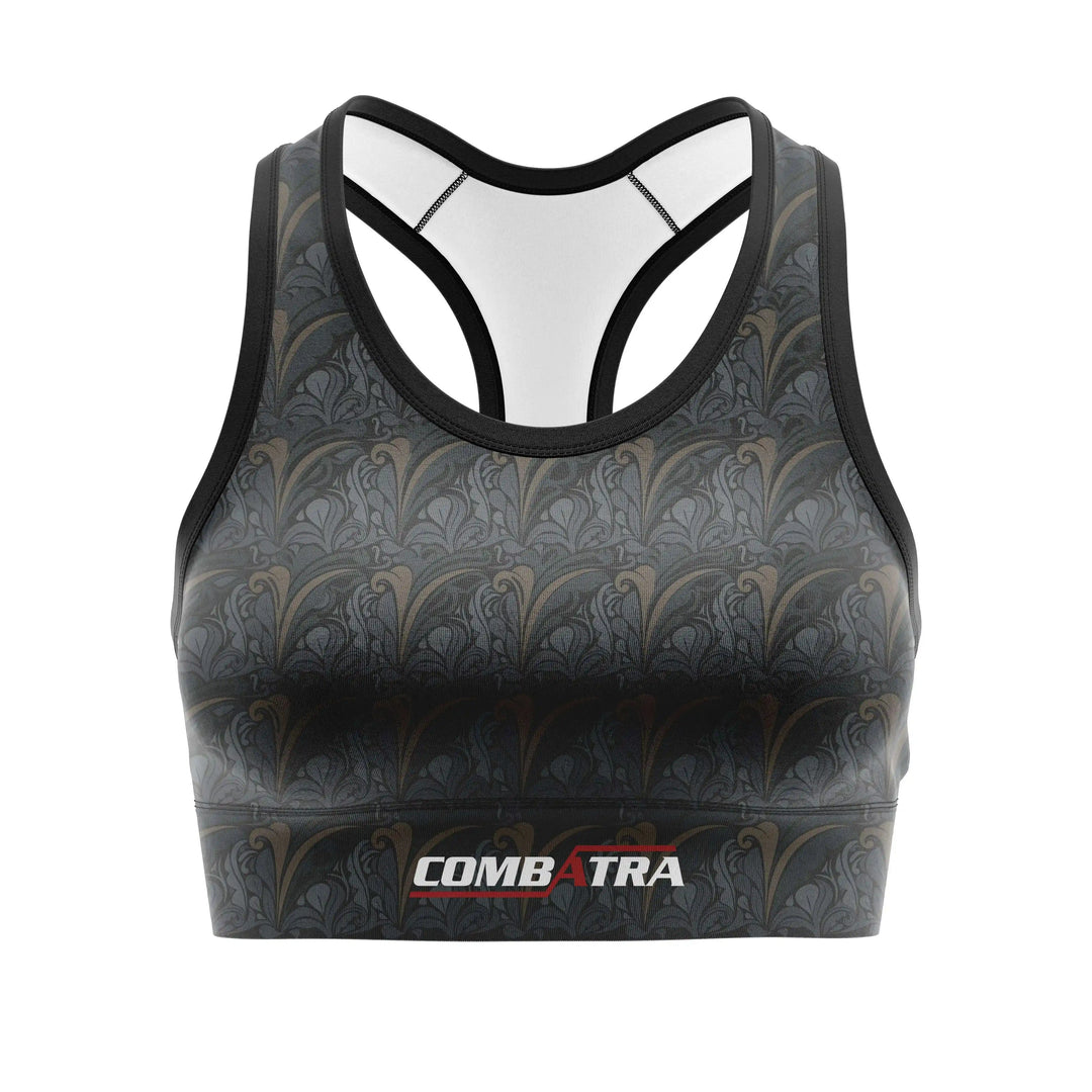 Golden Black Sports Bra front view | Combatra