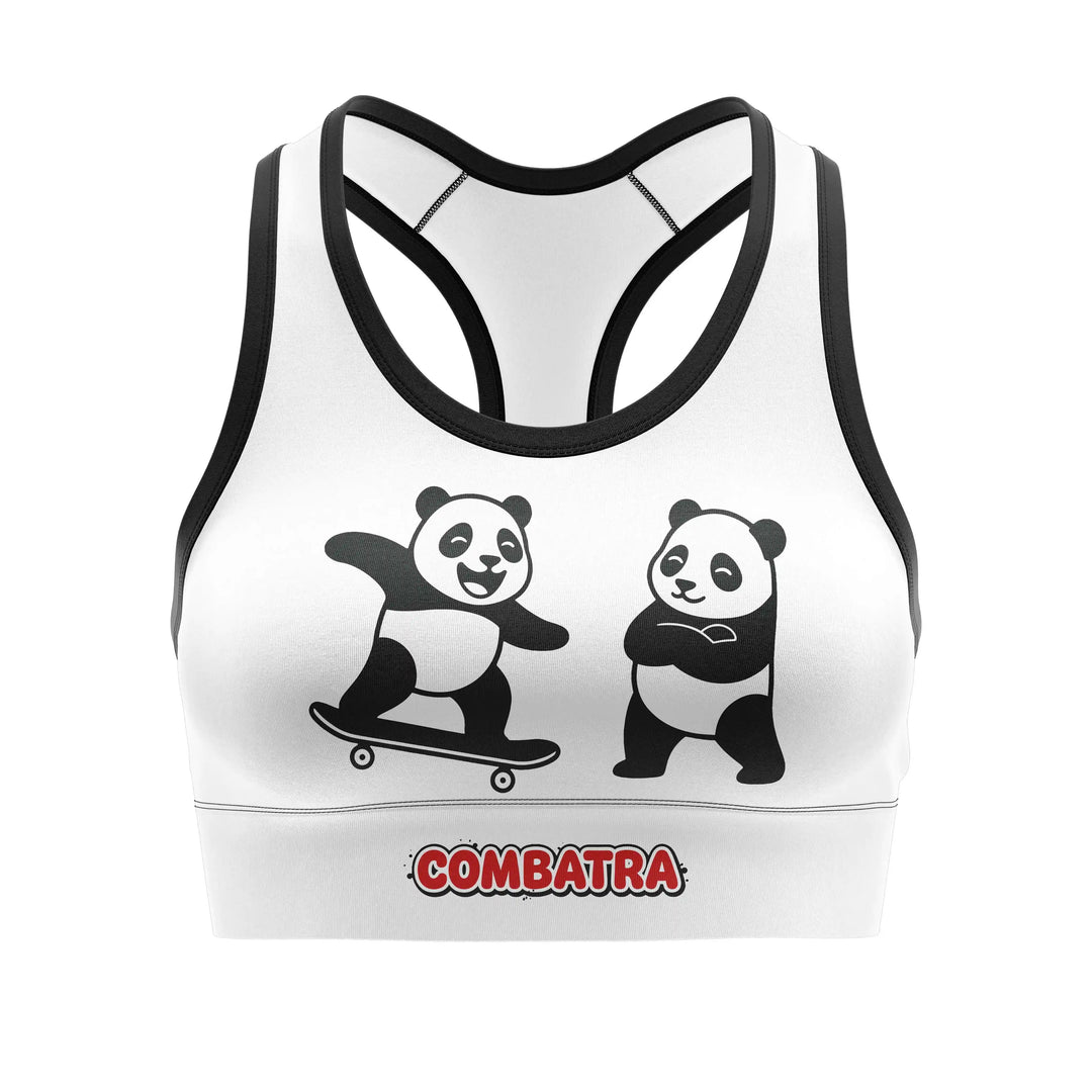 Fun Panda Streetwear Sports Bra front view | Combatra