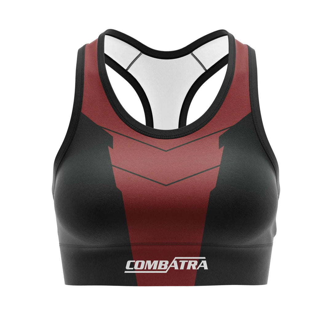 Red Vortex Combat Sports Bra front view | Combatra