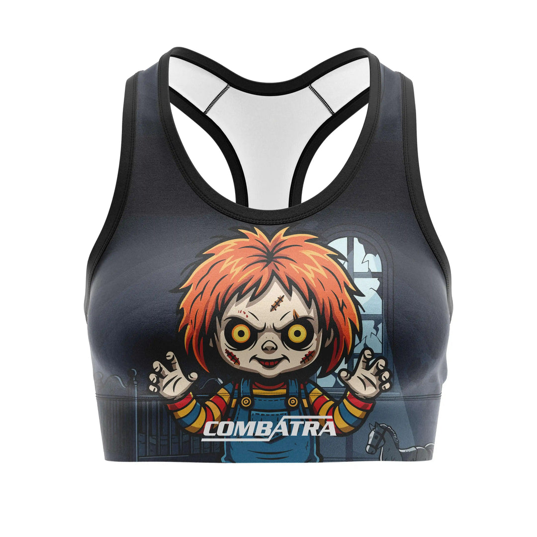 Creepy Doll Combat Sports Bra front view | Combatra