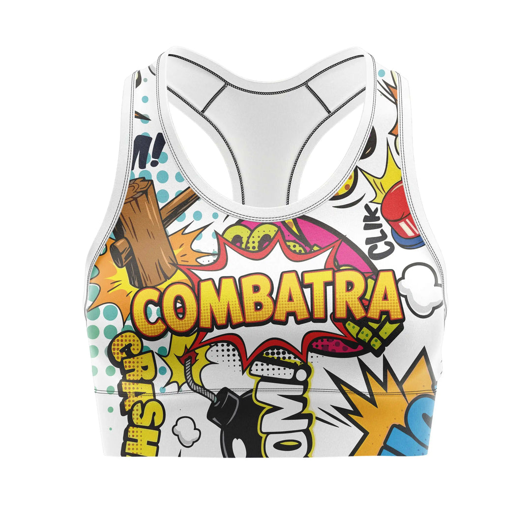 Fight Pop Energy Sports Bra front view | Combatra