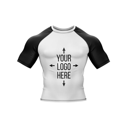 Customizable White and Black Compression Rash Guard