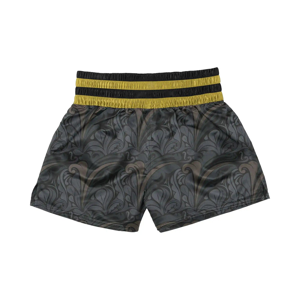 Golden Black Muay Thai Shorts back view | Combatra