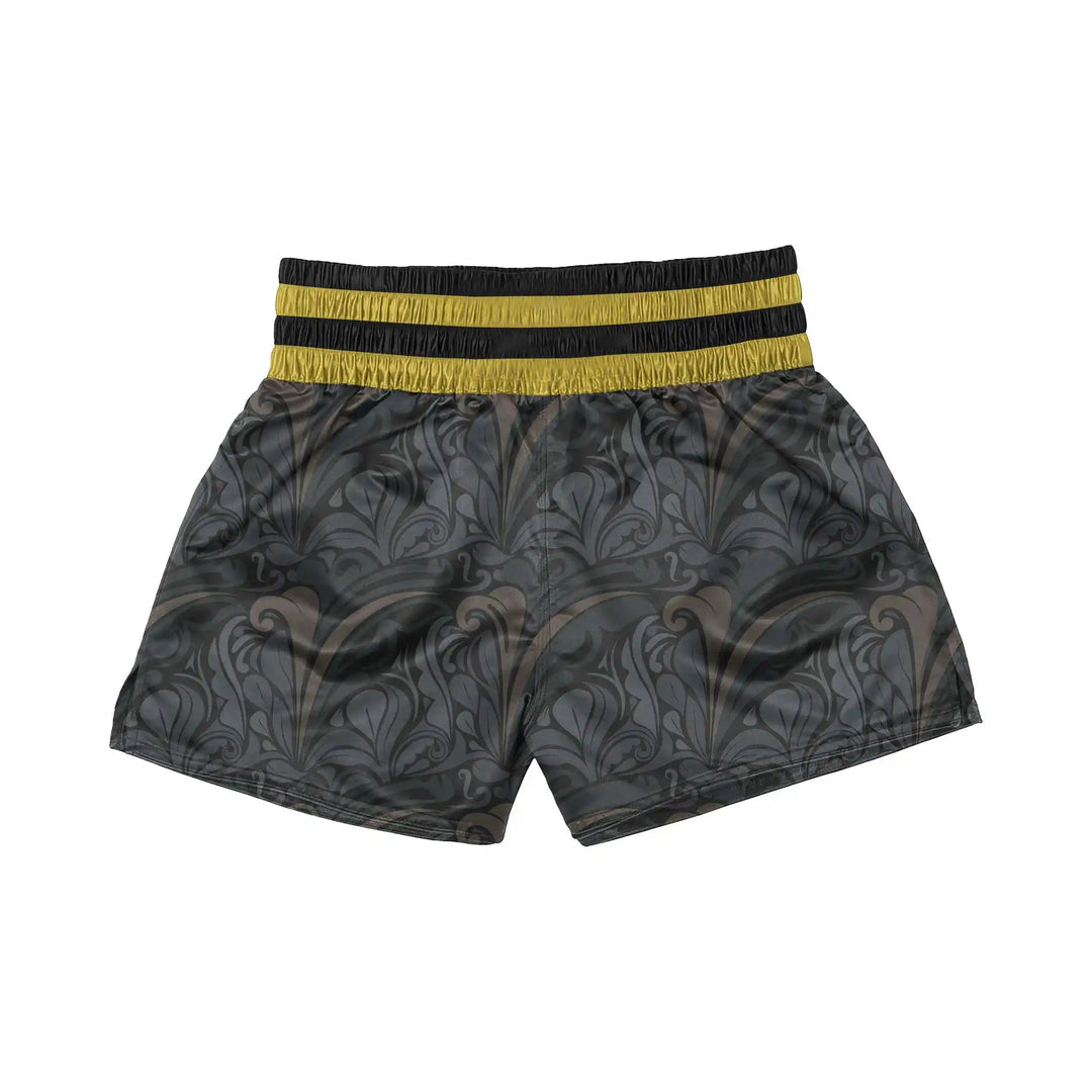 Golden Black Muay Thai Shorts back view | Combatra
