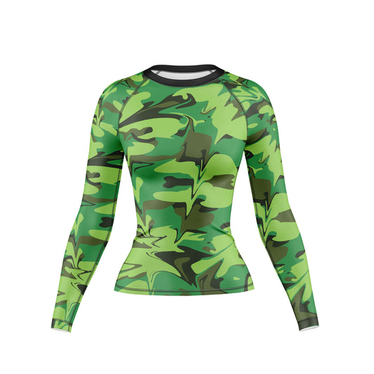 Green Camo battlefield Compression Rash Guard For Women