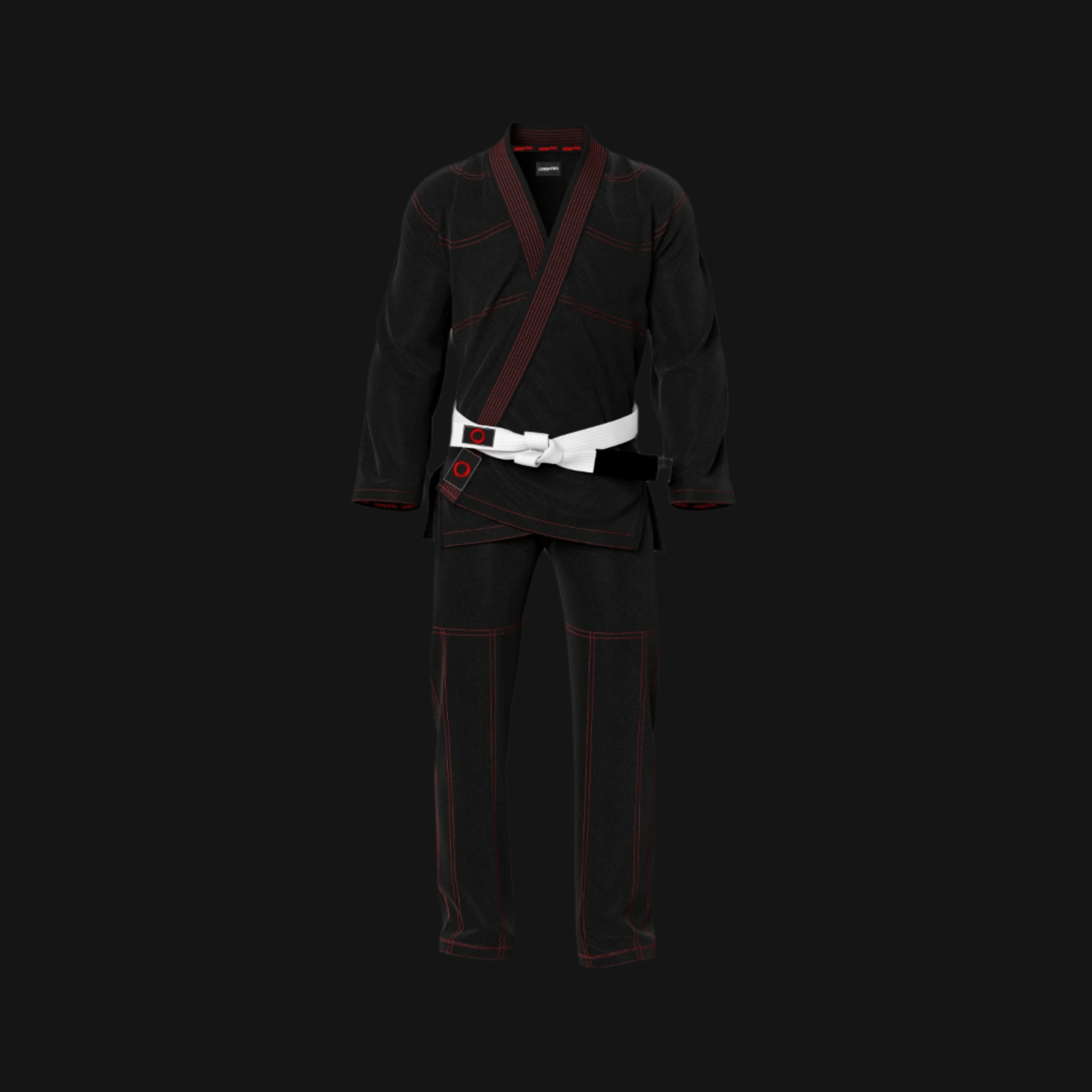 Basic Black Black Jiu-Jitsu Gi with Red Threads