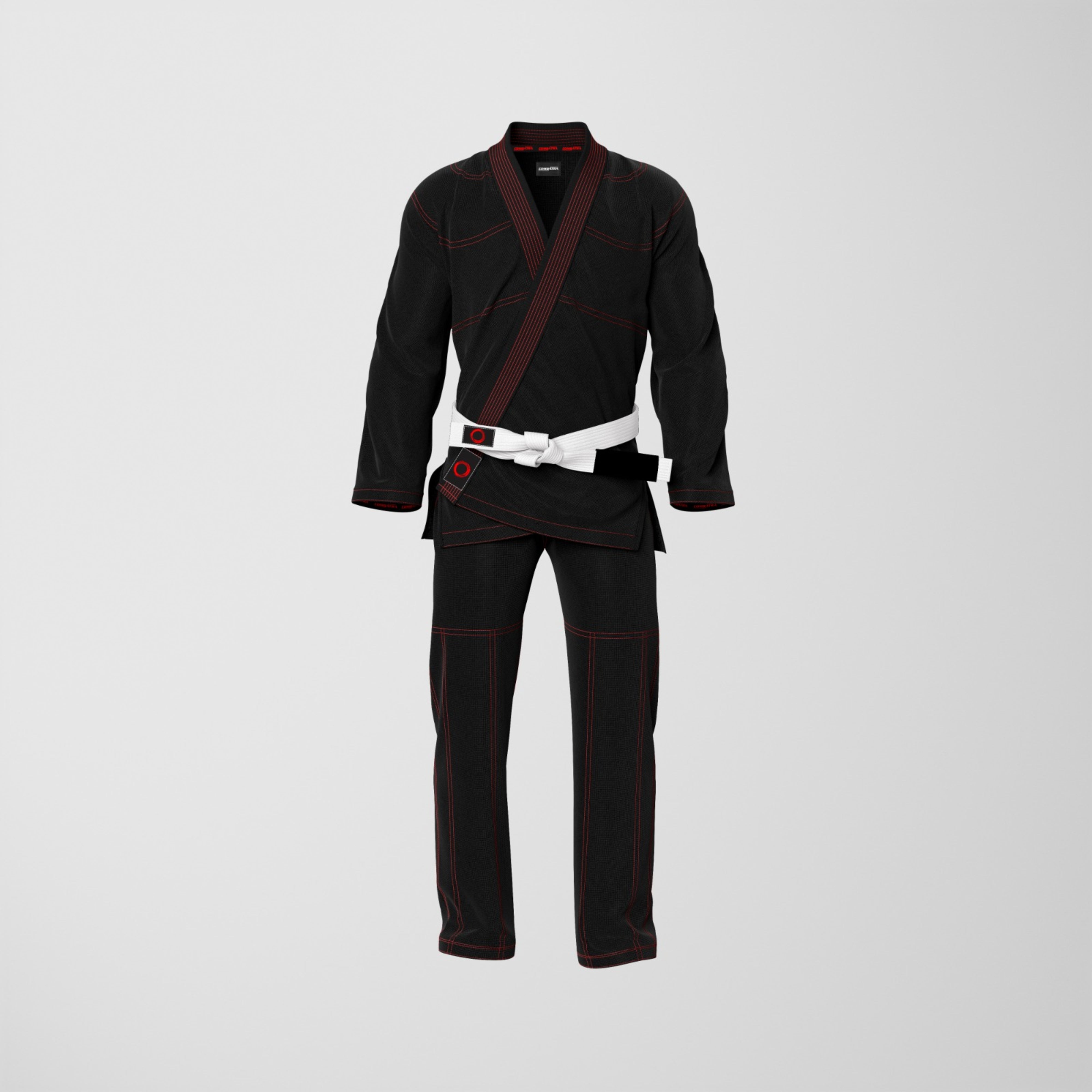 Basic Black Black Jiu-Jitsu Gi with Red Threads