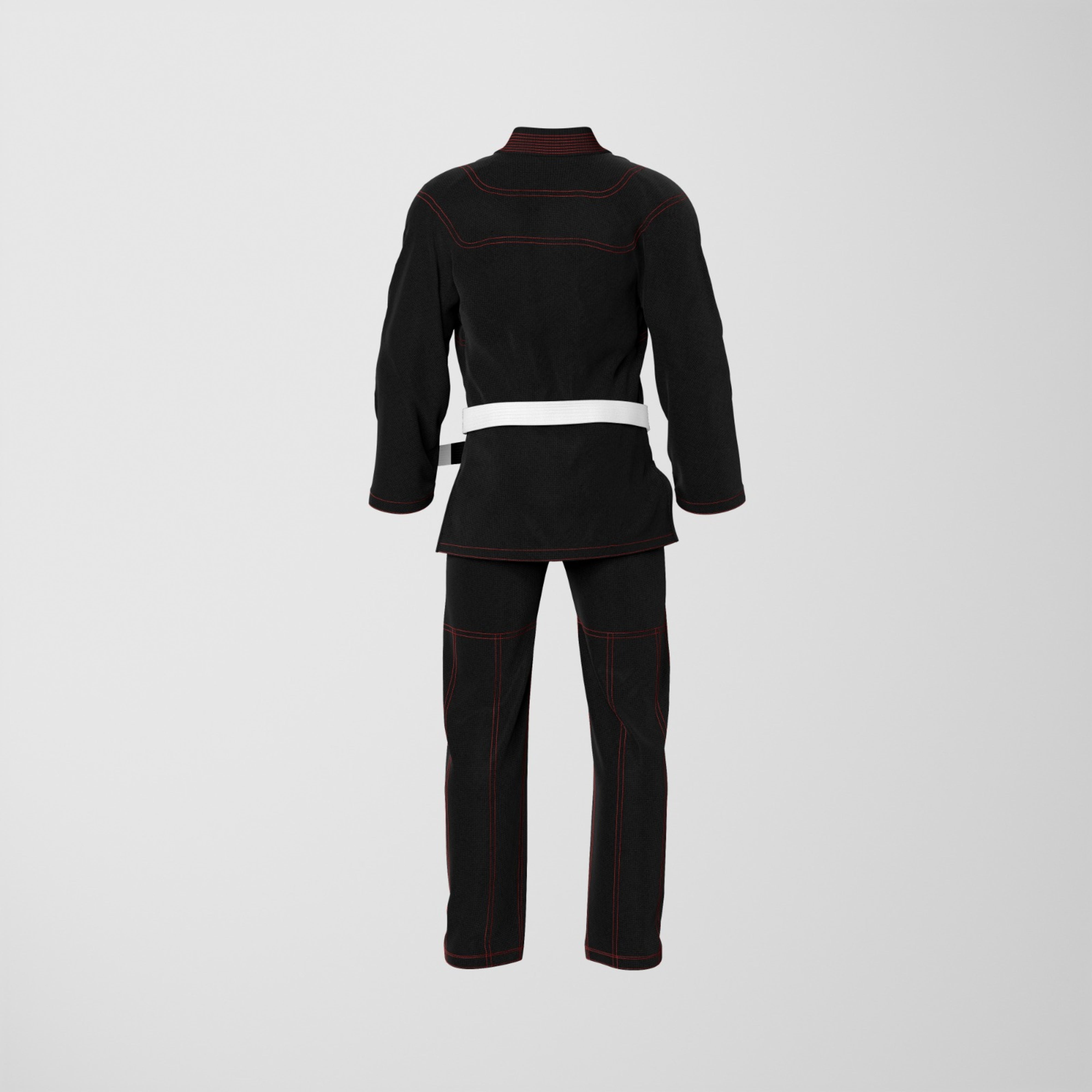 Basic Black Black Jiu-Jitsu Gi with Red Threads