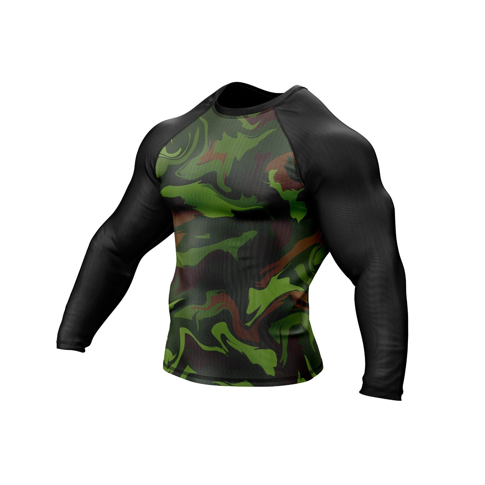 Green Classic Camo Compression Rash Guard For men