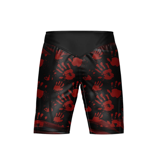 Handprint Red and Black MMA Shorts - Combatra