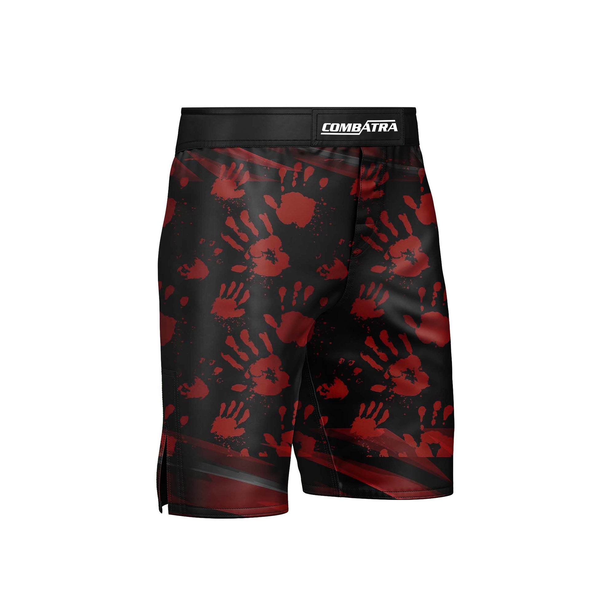 Handprint Red and Black MMA Shorts - Combatra