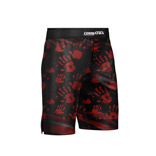 Handprint Red and Black MMA Shorts - Combatra