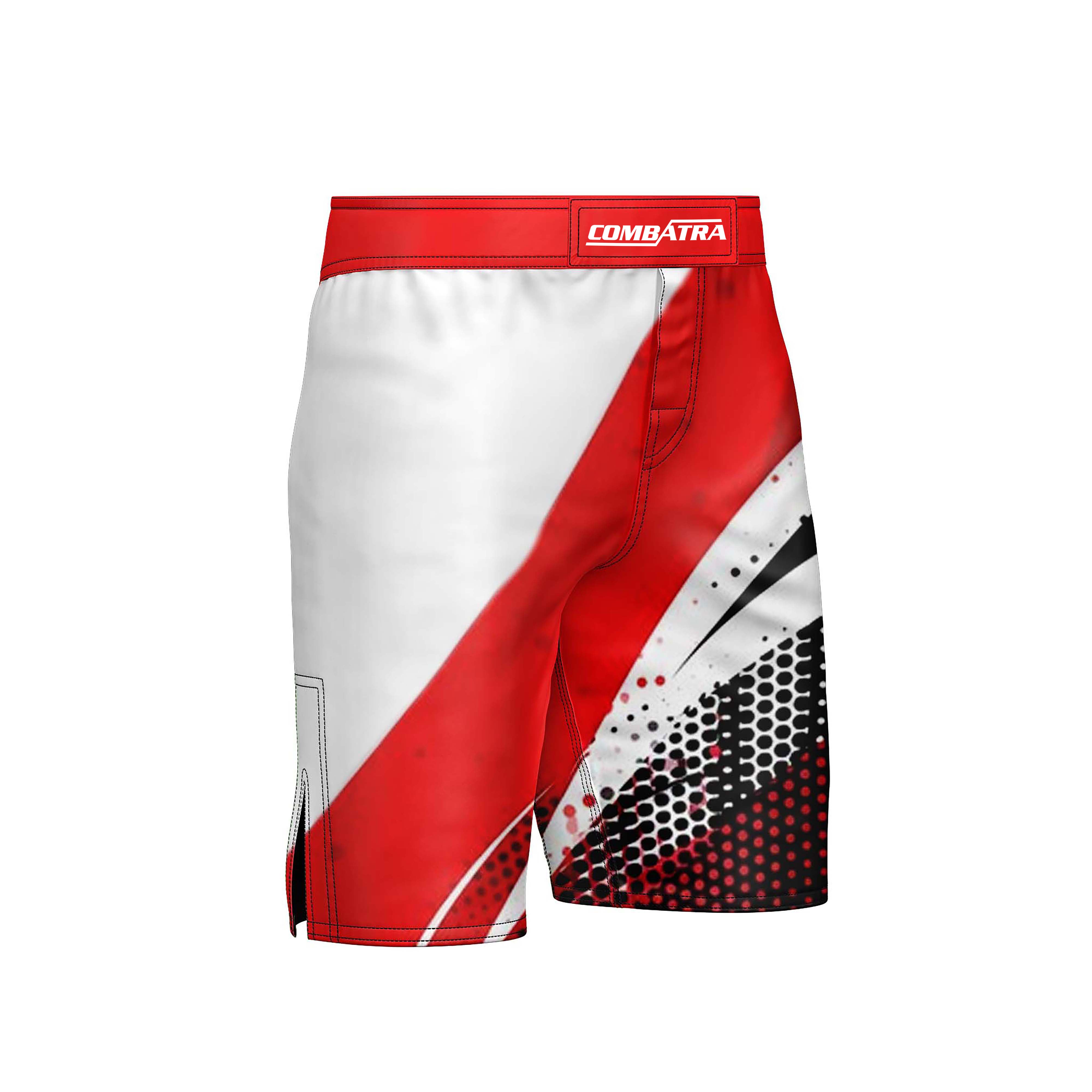 Red and White Combat MMA Shorts