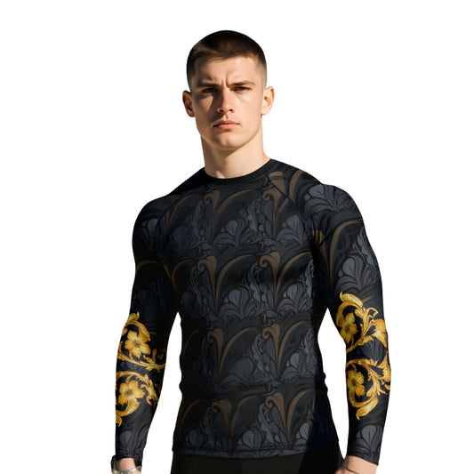 Golden Black Compression Rash Guard