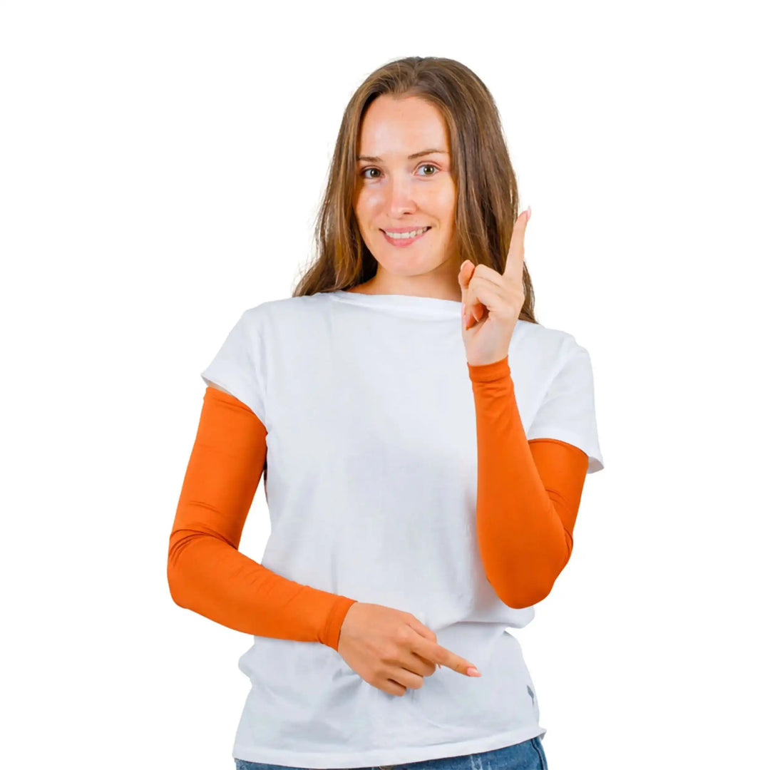 Orange Compression Arm Sleeves – UPF 50+ | Combatra