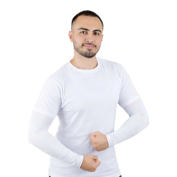 Combatra Cricket White Arm Sleeves – UPF 50+