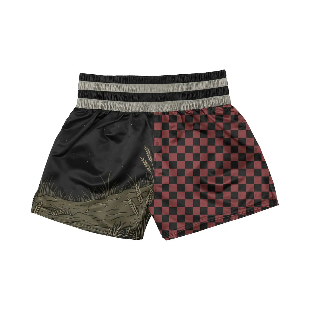 Night Scarecrow Warrior Muay Thai Shorts back view | Combatra