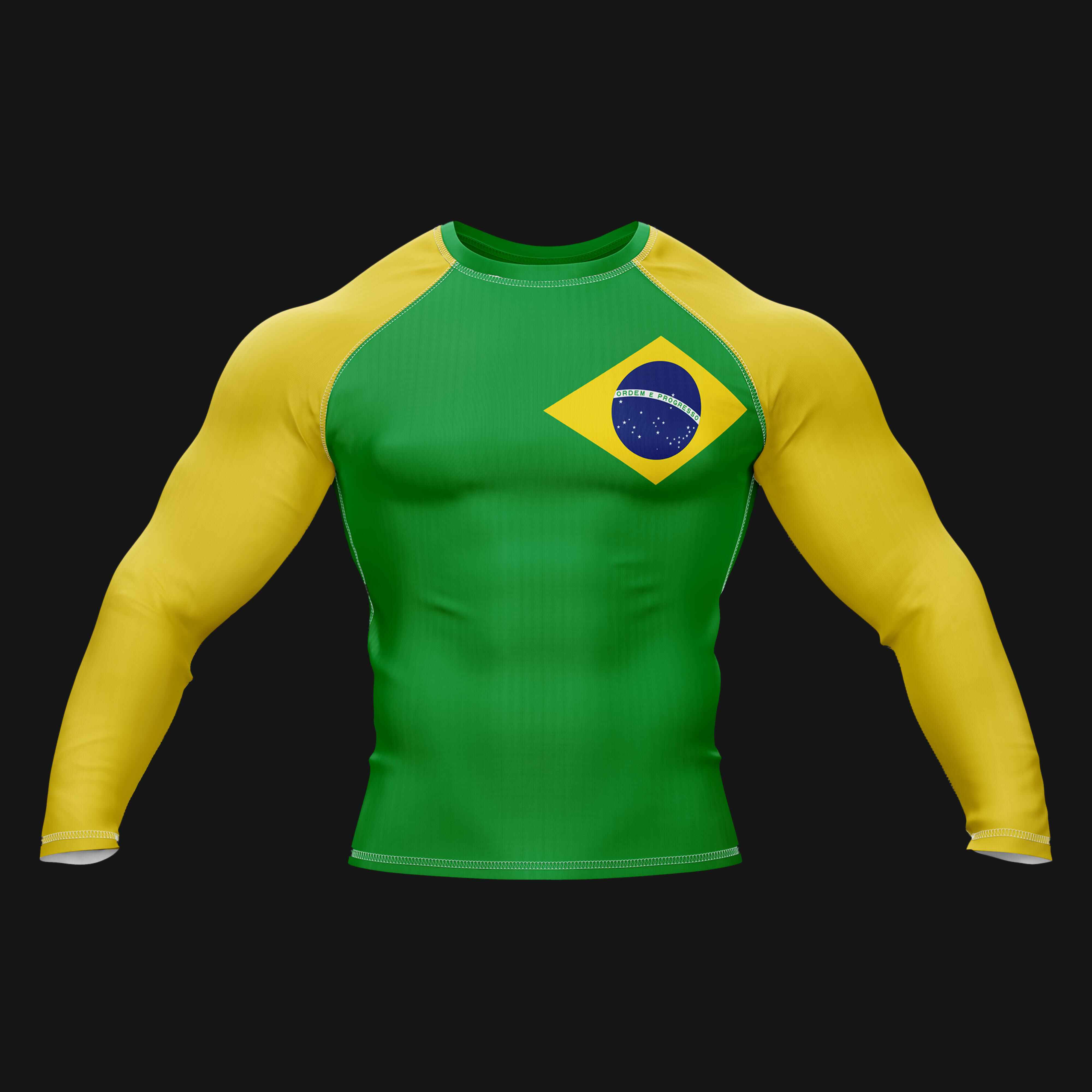 Brazil Flag Compression Top Rash Guard