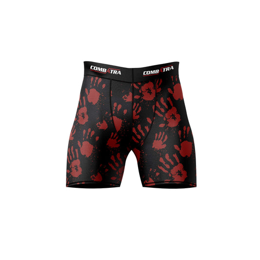 Red Handprint Design Compression Shorts