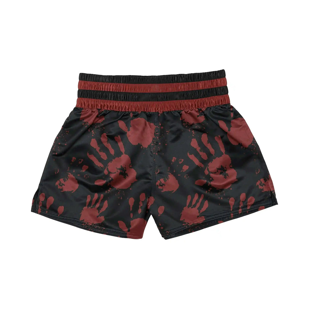 Hand Printed Muay Thai Shorts back view | Combatra