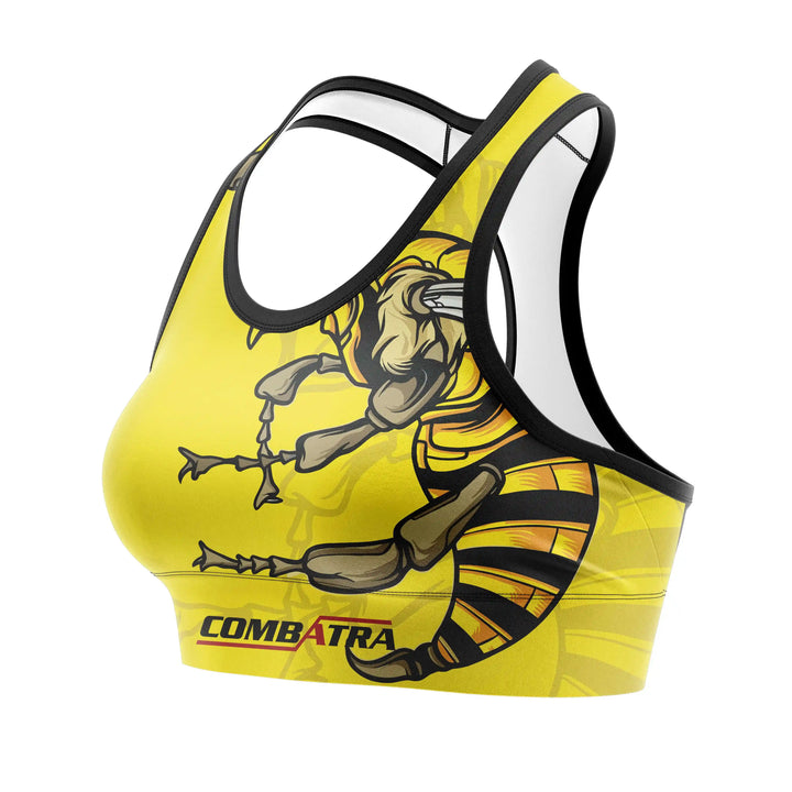 Black Gold Hornet Sports Bra side view | Combatra