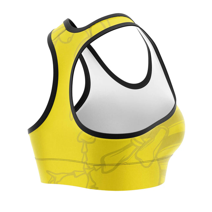 Black Gold Hornet Sports Bra side detail | Combatra